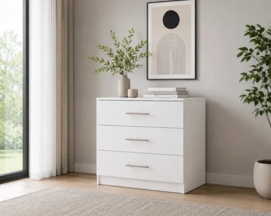 Comoda Alina cu 3 sertare, design modern pentru dormitor