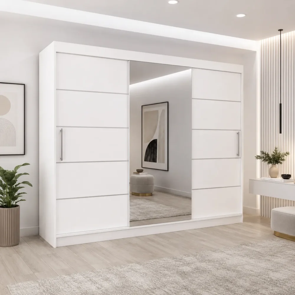 Dressing Lora Fill cu usi glisante alb pentru dormitor