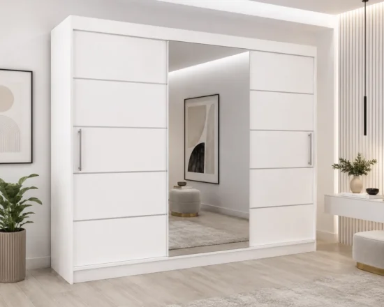 Dressing Lora Fill cu usi glisante alb pentru dormitor