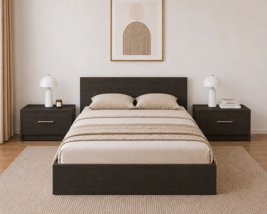 Set dormitor model Anca in wenge pentru pat matrimonial si noptiere