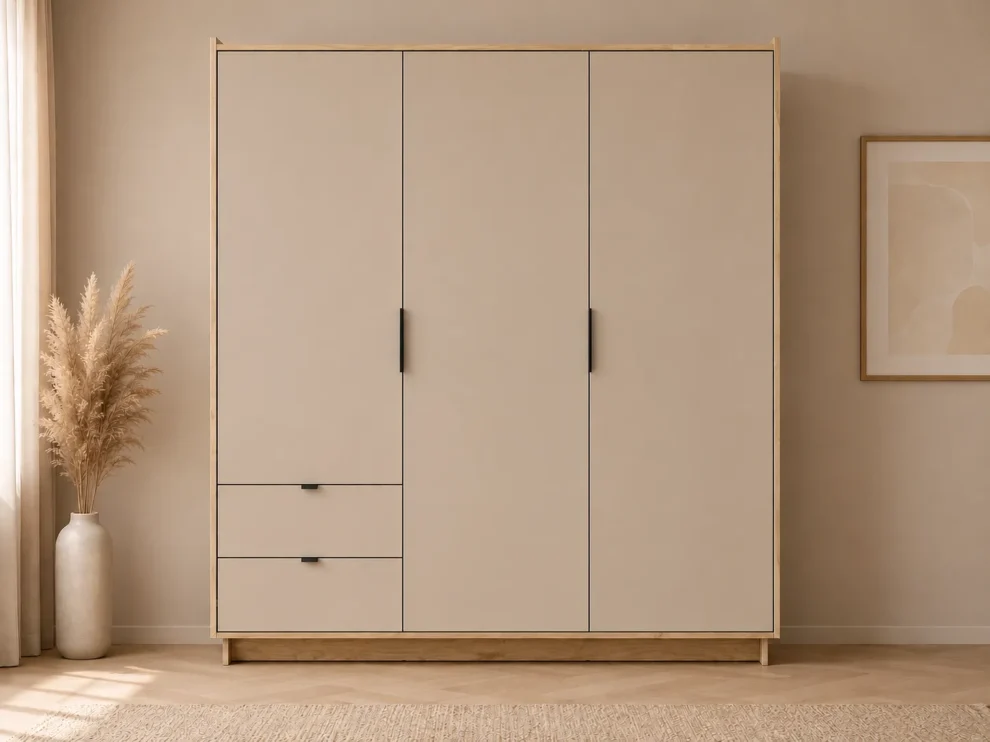 Dressing Adria cu 3 usi, finisaj cappuccino din pal melaminat