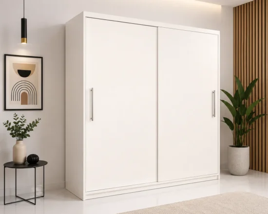 Dressing Lora alb din pal melaminat cu usi glisante