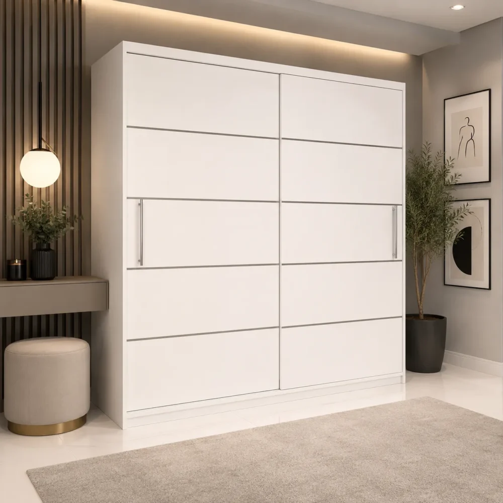 Dressing Lora Fill Alb Dressing lora fill alb cu doua usi glisante pentru dormitor