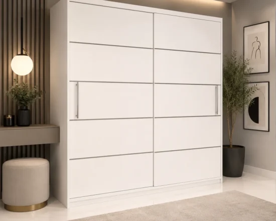Dressing lora fill alb cu doua usi glisante pentru dormitor
